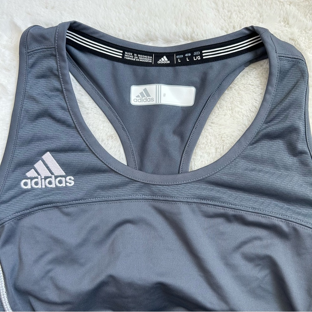 ADIDAS‎ Women’s Climacool Racerback Tank Top Onyx Gray/White Compression L - Picture 3 of 13